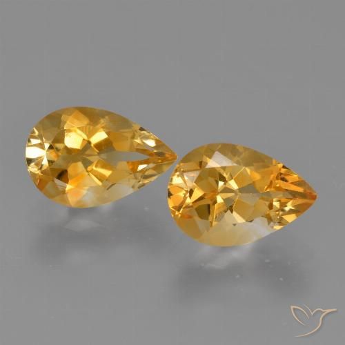 Gemas de citrino dorado natural de 2,37 ct, en forma de pera, VS