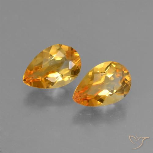 Gemas de Citrino Dorado naranja claro medio natural de 2.23 ct, En forma de pera, VVS