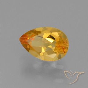 Citrino Dorado naranja oscuro natural de 1.17 ct, En forma de pera, VS