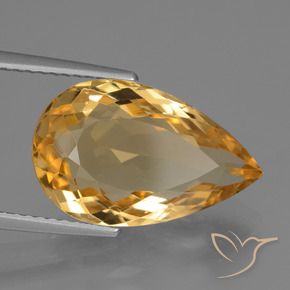 Citrino Dorado naranja intenso natural de 6.71 ct, En forma de pera, VVS