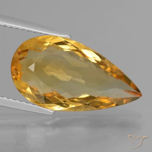 5.78ct Natural Naranja dorado intenso Citrino, En forma de pera, VVS
