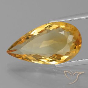 Citrino Naranja dorado intenso natural de 5.78 ct, En forma de pera, VVS
