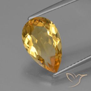 Citrino Naranja dorado intenso natural de 2.80 ct, En forma de pera, VVS