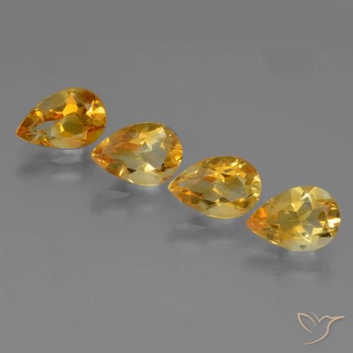 Gemas de Citrino Dorado oscuro natural de 4.42 ct, En forma de pera, VVS
