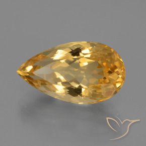 Citrino Dorado oscuro medio natural de 6.96 ct, En forma de pera, VVS