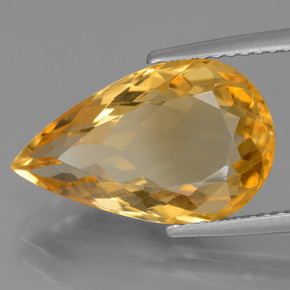 Citrino Naranja dorado intenso natural de 5.58 ct, En forma de pera, VVS