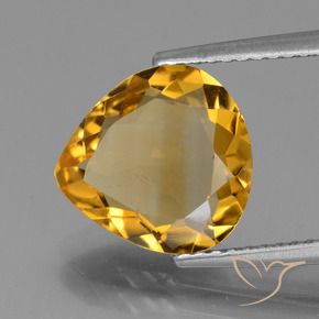 Citrino Dorado oscuro medio natural de 2.95 ct, En forma de pera, VVS