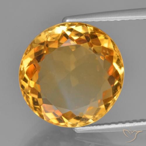 6.68ct Natural Dorado naranja intenso Citrino, Redondo, VVS