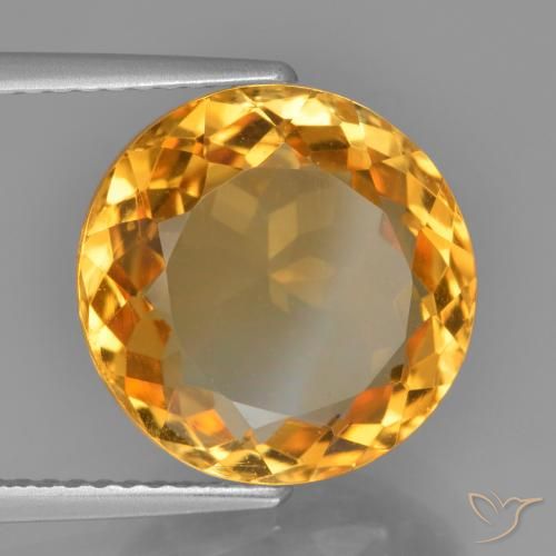 Citrino Dorado naranja intenso natural de 6.68 ct, Redondo, VVS