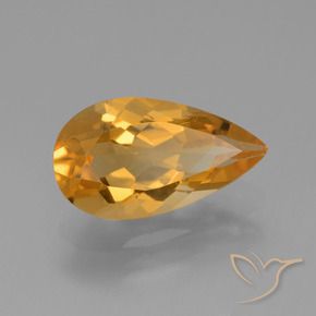 Citrino Dorado naranja natural de 2.92 ct, En forma de pera, VVS-VS