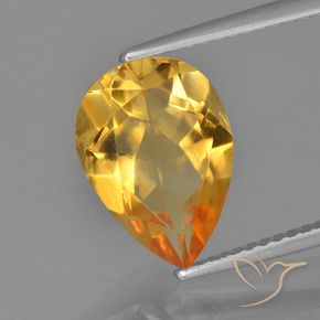 Citrino Dorado naranja claro medio natural de 3.06 ct, En forma de pera, VVS-VS