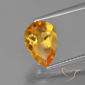 Citrino Naranja medio natural de 2.00 ct, En forma de pera, VVS-VS