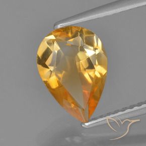 Citrino Dorado naranja natural de 1.60 ct, En forma de pera, VVS-VS