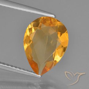 Citrino Naranja oscuro natural de 2.76 ct, En forma de pera, VVS-VS