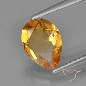 Citrino Dorado naranja oscuro natural de 1.23 ct, En forma de pera, VVS-VS