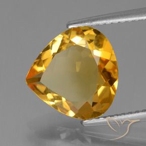 Citrino Dorado naranja intenso natural de 3.14 ct, En forma de pera, VVS-VS