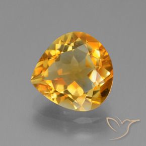 Citrino Dorado naranja intenso natural de 2.84 ct, En forma de pera, VVS-VS