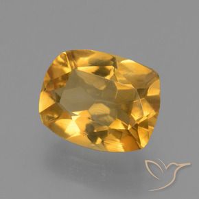 Citrino Dorado naranja intenso natural de 1.54 ct, Forma Cojín, VVS-VS