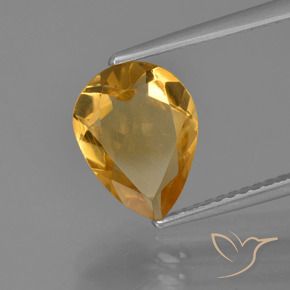 Citrino Naranja dorado intenso natural de 2.07 ct, En forma de pera, VVS