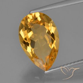 Citrino Dorado naranja oscuro natural de 3.93 ct, En forma de pera, VVS-VS