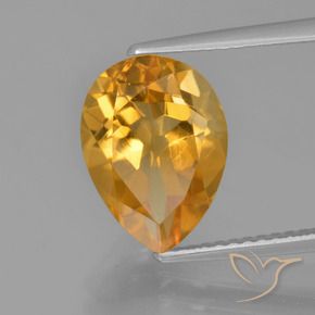 Citrino Dorado naranja intenso natural de 3.24 ct, En forma de pera, VVS-VS