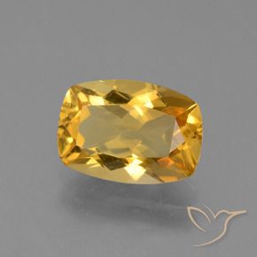 Citrino Dorado medio natural de 3.10 ct, Forma Cojín, VVS-VS