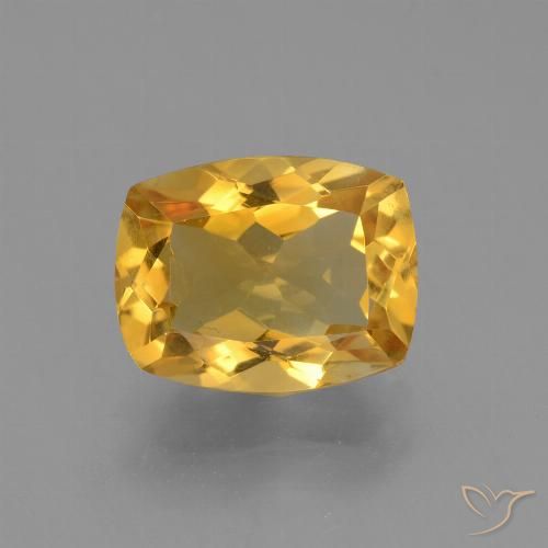 3.49ct Natural Dorado oscuro Citrino, Forma Cojín, VVS
