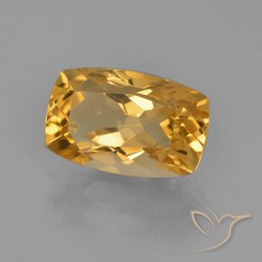 Citrino Naranja dorado intenso natural de 3.06 ct, Forma Cojín, VVS-VS