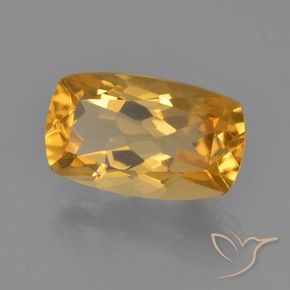 Citrino Dorado naranja intenso natural de 3.28 ct, Forma Cojín, VVS-VS