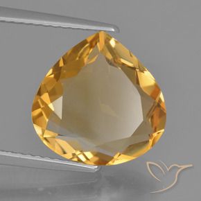 Citrino Dorado naranja oscuro natural de 4.19 ct, En forma de pera, VVS-VS