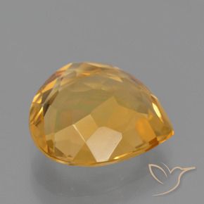 Citrino Dorado naranja oscuro natural de 4.19 ct, En forma de pera, VVS-VS