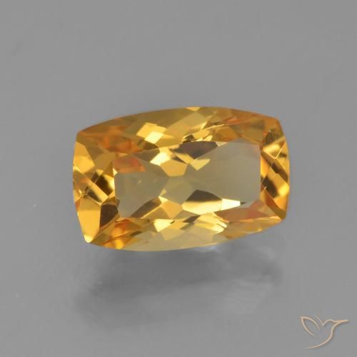 Citrino Dorado naranja intenso natural de 2.55 ct, Forma Cojín, VVS-VS