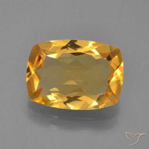3.04ct Natural Dorado naranja oscuro Citrino, Forma Cojín, VVS-VS