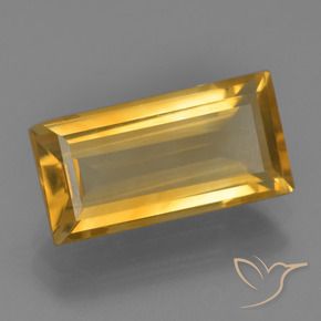 Citrino Naranja dorado intenso natural de 3.83 ct, Corte Baguette, VVS-VS