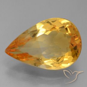 Citrino Dorado naranja oscuro natural de 3.93 ct, En forma de pera, VVS-VS