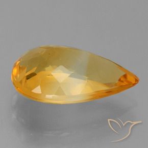 Citrino Dorado naranja oscuro natural de 3.93 ct, En forma de pera, VVS-VS