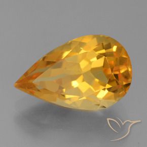 Citrino Dorado naranja intenso natural de 3.21 ct, En forma de pera, VVS-VS