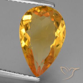 Citrino Dorado naranja oscuro natural de 2.95 ct, En forma de pera, VVS-VS