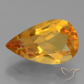 Citrino Dorado naranja intenso natural de 2.22 ct, En forma de pera, VS