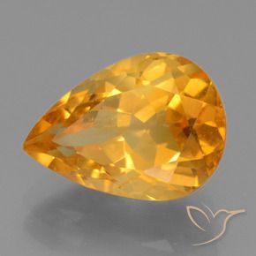 Citrino Naranja oscuro natural de 3.74 ct, En forma de pera, VVS-VS
