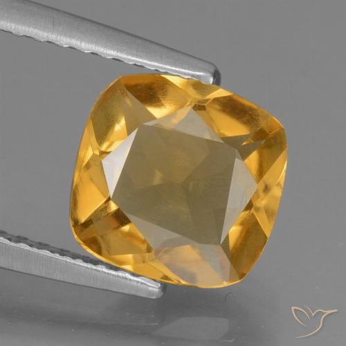 1.53ct Natural Naranja dorado intenso Citrino, Forma Cojín, VS