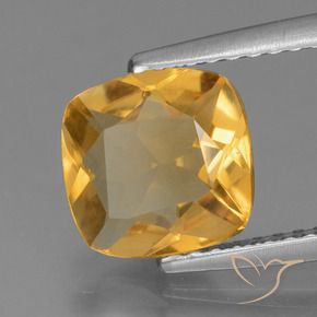 Citrino Naranja dorado intenso natural de 1.53 ct, Forma Cojín, VS