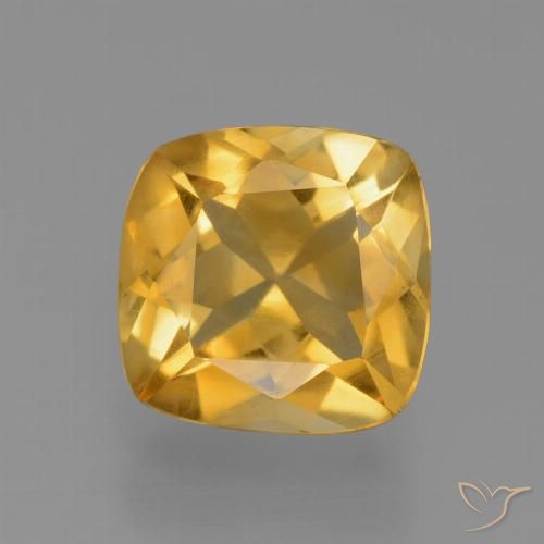 1.53ct Natural Naranja dorado intenso Citrino, Forma Cojín, VS