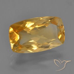 Citrino Dorado naranja intenso natural de 3.22 ct, Forma Cojín, VS