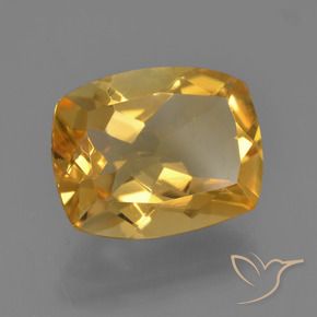 Citrino Naranja dorado intenso natural de 2.95 ct, Forma Cojín, VVS-VS