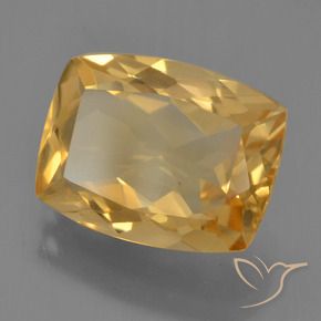 Citrino Naranja dorado intenso natural de 4.29 ct, Forma Cojín, VVS-VS