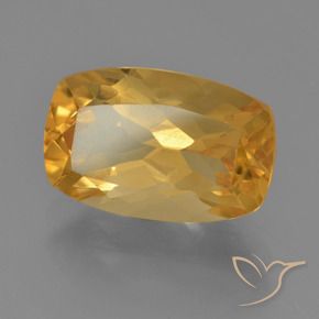 Citrino Naranja dorado intenso natural de 3.32 ct, Forma Cojín, VVS-VS
