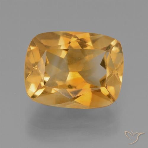 3.12ct Natural Naranja dorado intenso Citrino, Forma Cojín, VS