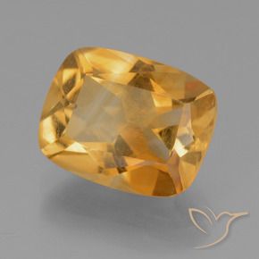 Citrino Naranja dorado intenso natural de 3.12 ct, Forma Cojín, VS