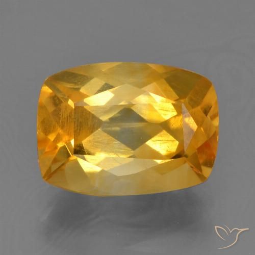 2.27ct Natural Dorado naranja intenso Citrino, Forma Cojín, VS